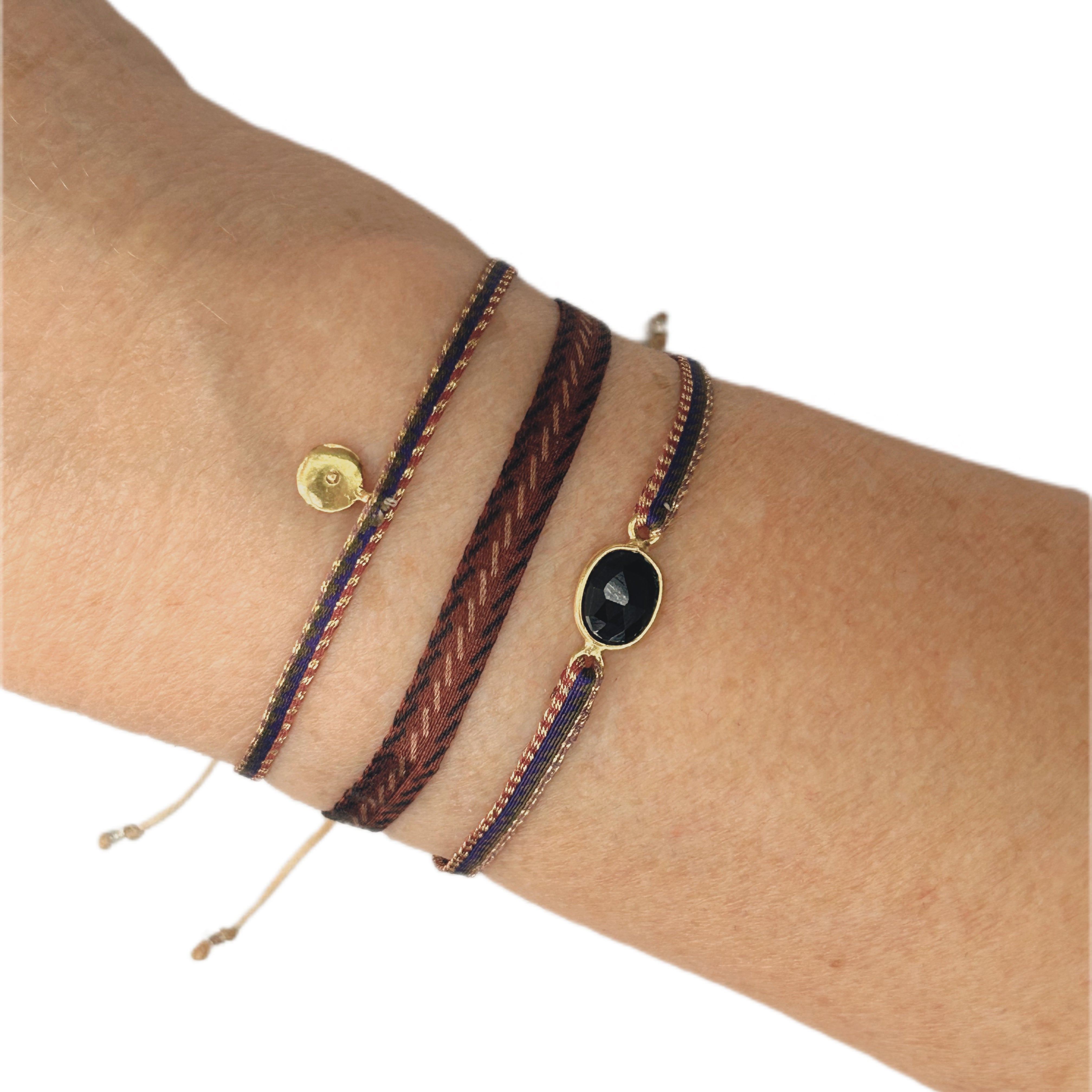 סט צמידים בורדו/זהב